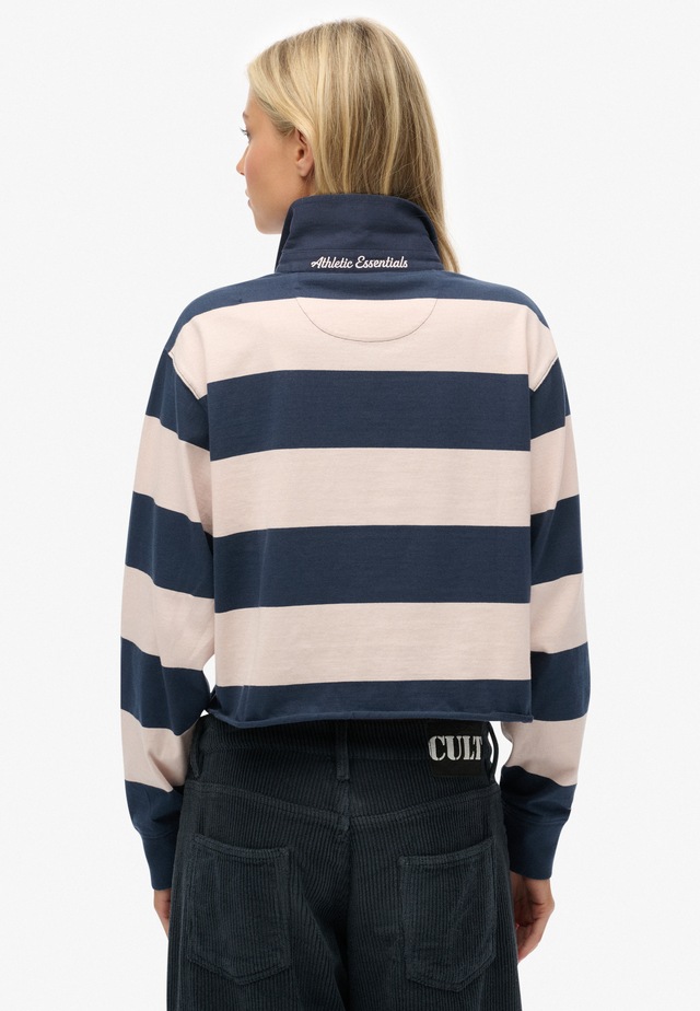 Superdry Langarm-Poloshirt »ATH ESS CROPPED STRIPE RUGBY« Packung, 2 aus Baumwolle und Single Jersey, Oversize-Passform, mit Polokragen
