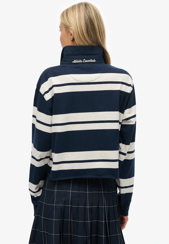 Superdry Langarm-Poloshirt »ATH ESS CROPPED STRIPE RUGBY« Packung, 2 aus Baumwolle und Single Jersey, Oversize-Passform, mit Polokragen