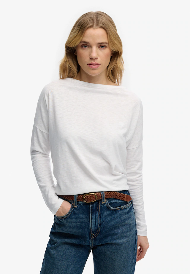 Superdry Langarmshirt »STUDIOS BOAT NECK SLUB LS TOP« Baumwollmischung, oversize