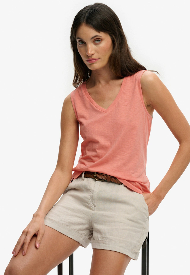 Superdry Tanktop »STUDIOS VEE NECK VEST« aus Baumwollmischung mit Lyocell, Regular Fit, ärmellos