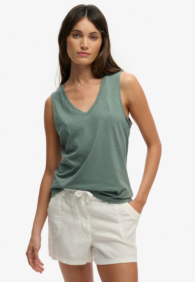 Superdry Tanktop »STUDIOS VEE NECK VEST« aus Baumwollmischung mit Lyocell, Regular Fit, ärmellos