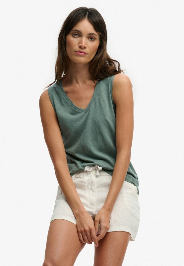 Superdry Tanktop »STUDIOS VEE NECK VEST« aus Baumwollmischung mit Lyocell, Regular Fit, ärmellos