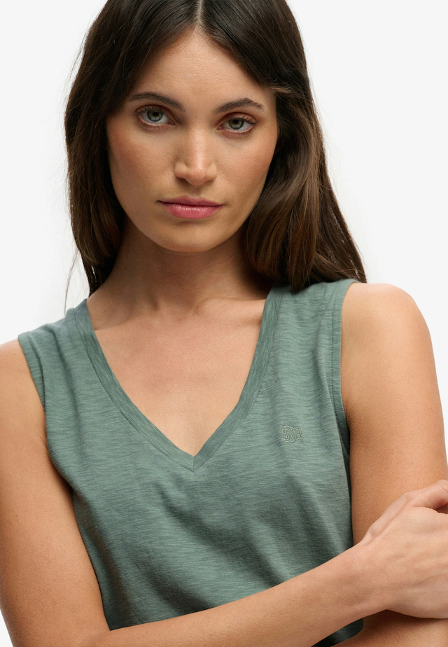 Superdry Tanktop »STUDIOS VEE NECK VEST« aus Baumwollmischung mit Lyocell, Regular Fit, ärmellos