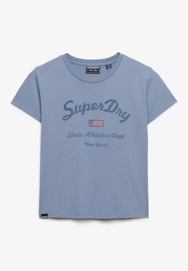 Superdry Print-Shirt »ATH ESS FITTED GRAPHIC TEE« aus Baumwolle und Single Jersey, Slim Fit, mit Rundhalsausschnitt