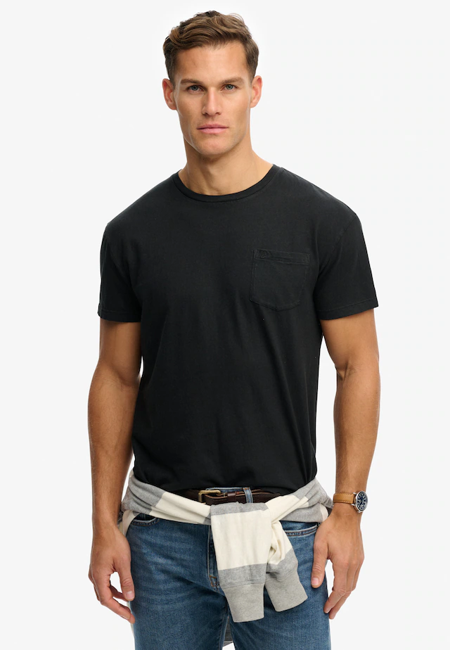 Superdry »COTTON CLASSIC LINEN PKT TEE« Baumwollmischung, relaxed fit aus luftig leichtem Baumwoll-Leinen-Mix