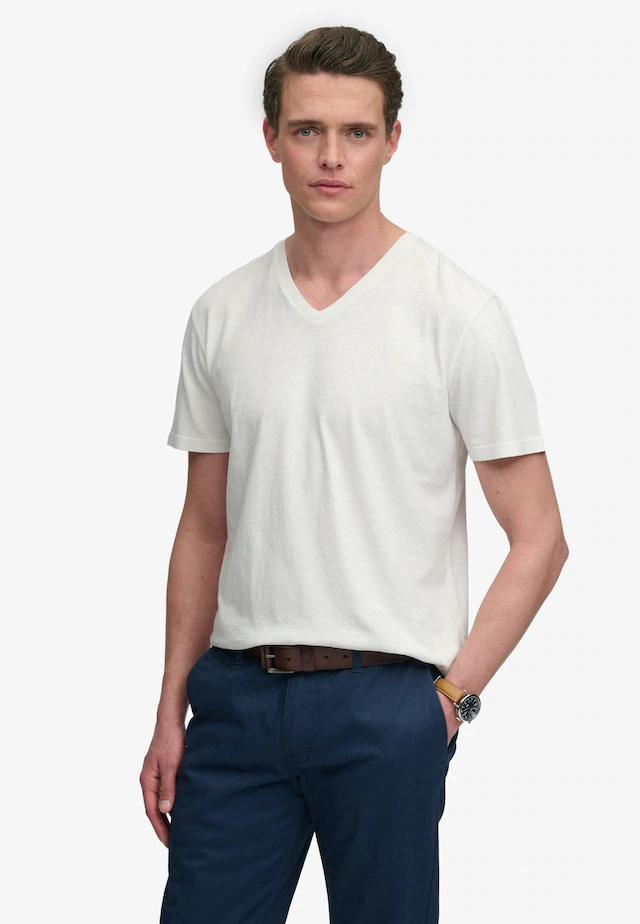 Superdry Rundhalsshirt »CLASSIC COTTON LINEN VEE« Baumwollmischung, relaxed fit aus luftig leichtem Baumwoll-Leinen-Mix