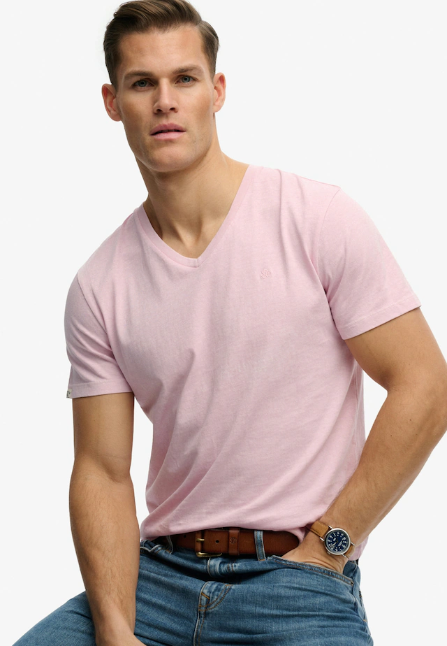 Superdry Rundhalsshirt »CLASSIC COTTON LINEN VEE« Baumwollmischung, relaxed fit aus luftig leichtem Baumwoll-Leinen-Mix