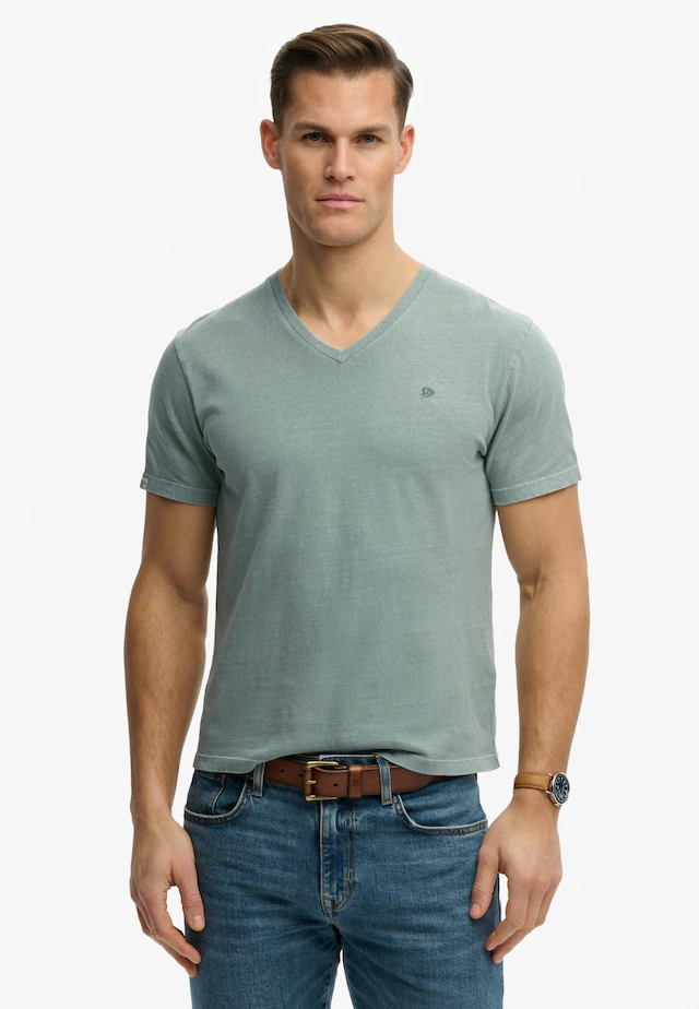 Superdry Rundhalsshirt »CLASSIC COTTON LINEN VEE« Baumwollmischung, relaxed fit aus luftig leichtem Baumwoll-Leinen-Mix