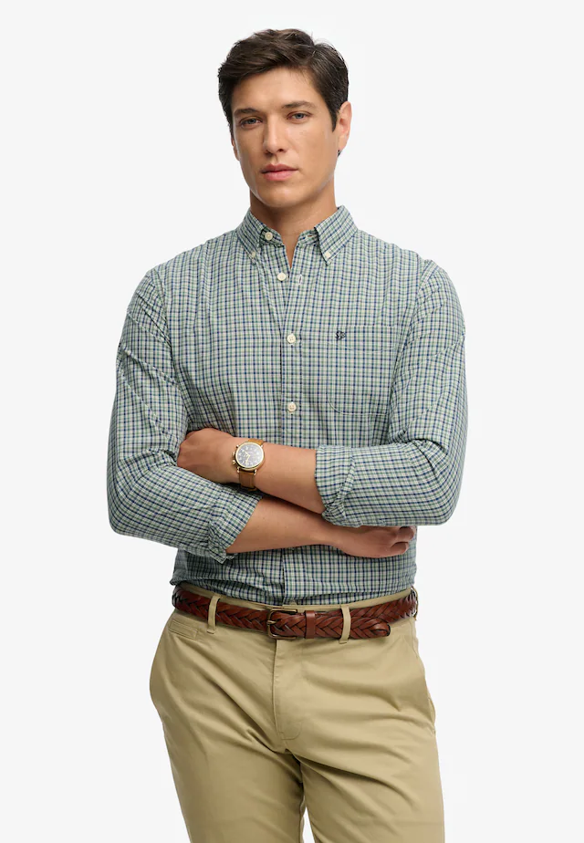 Superdry Langarmhemd »PREPPY POPLIN L/S SHIRT« kariertes Design, mit Knopfleiste, Regular Fit