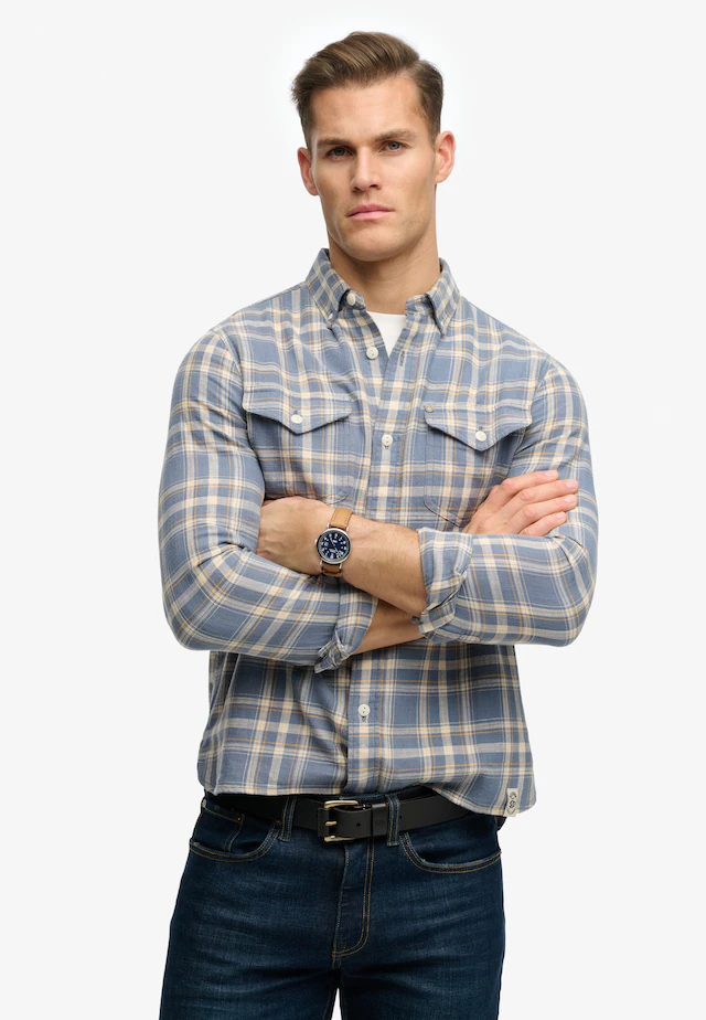Superdry Langarmhemd »MERCHANT LITE CHECK SHIRT« mit Knopfleiste, aus Baumwolle, Regular Fit, kariertes Design