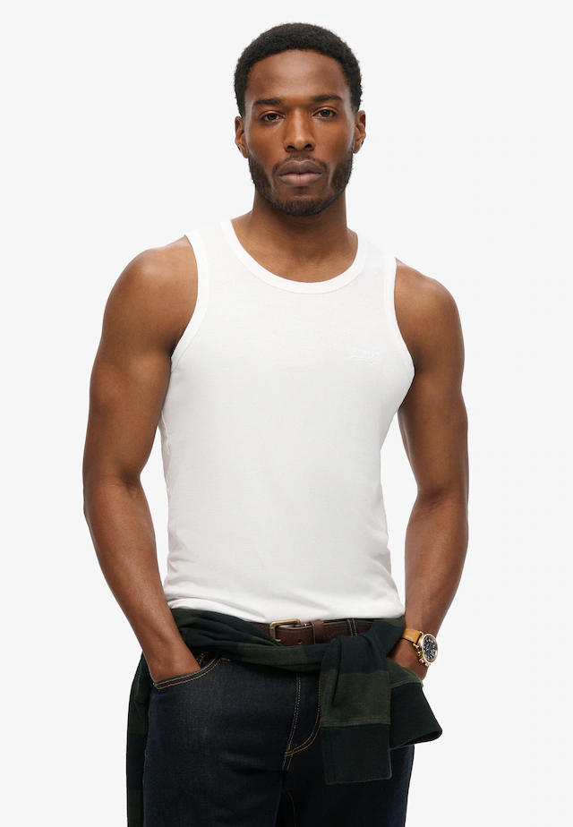 Superdry Tanktop »ESSENTIAL LOGO VEST UB« mit Markenlabel, aus Baumwolle und Single Jersey, Slim Fit, ärmellos