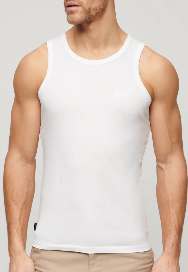 Superdry Tanktop »ESSENTIAL LOGO VEST UB« mit Markenlabel, aus Baumwolle und Single Jersey, Slim Fit, ärmellos