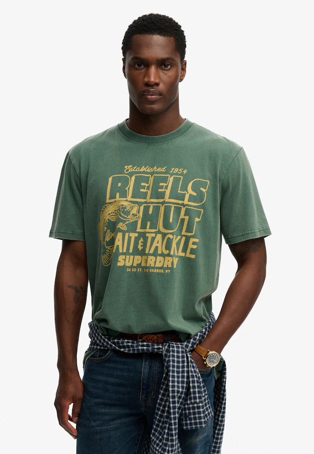 Superdry Rundhalsshirt »ROADSIDE TRADE LOOSE TEE« Loose Fit, aus Baumwolle und Single Jersey, mit Druck, pflegeleicht