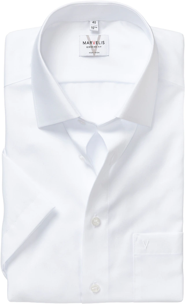 MARVELIS Kurzarmhemd modern fit, Busnesshemd, New Kentkragen, bügelfrei