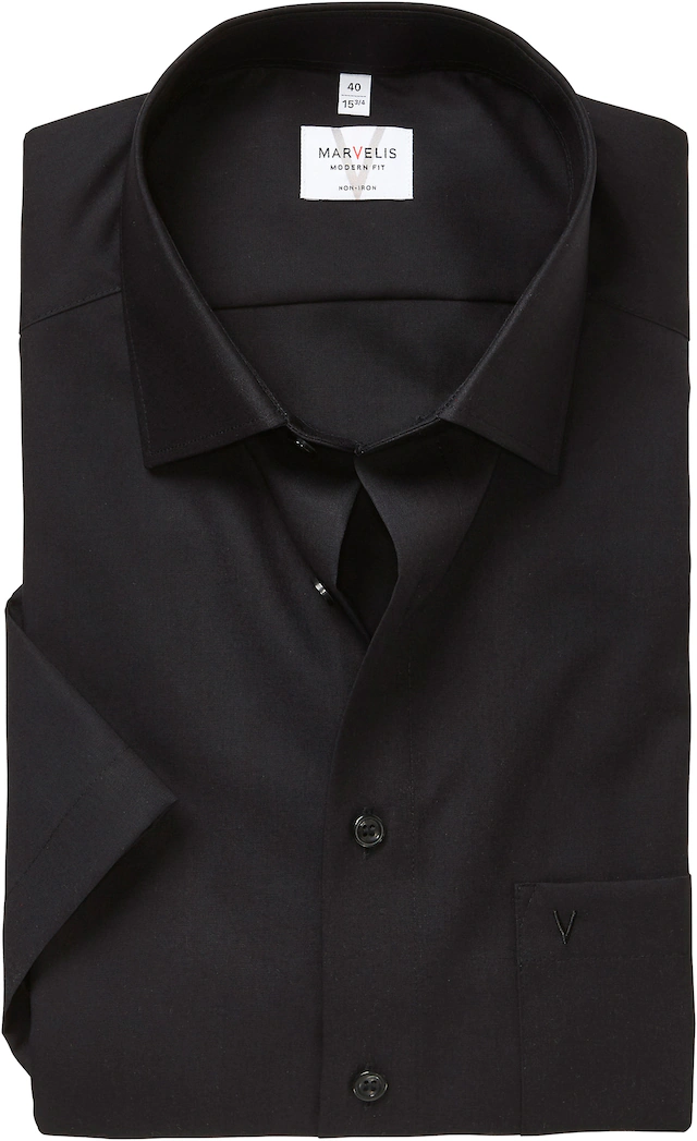 MARVELIS Kurzarmhemd modern fit, Busnesshemd, New Kentkragen, bügelfrei