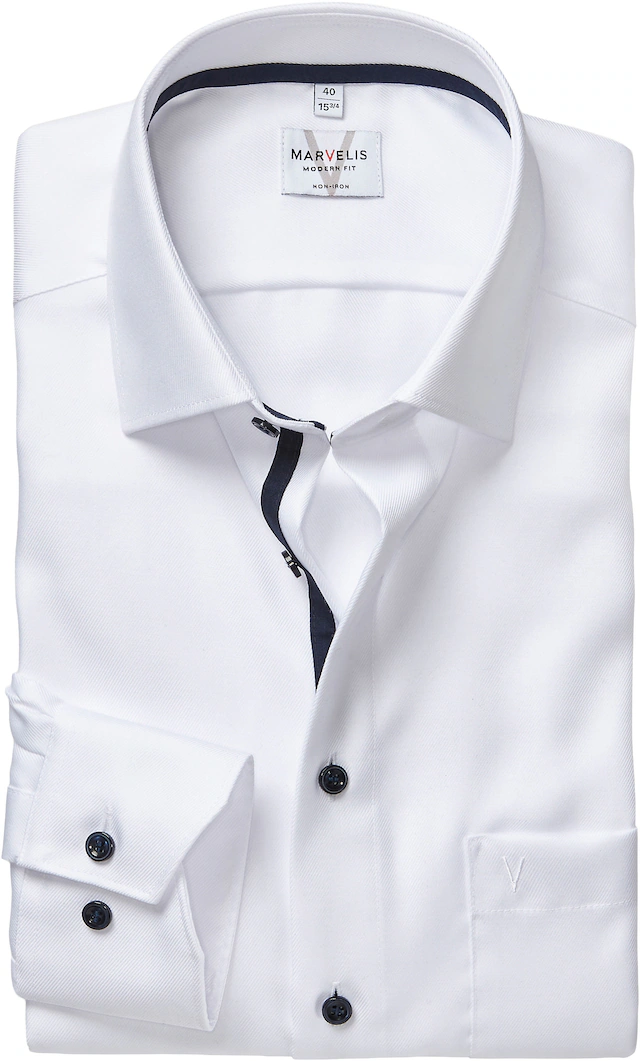 MARVELIS Langarmhemd Businesshemd, New-Kentkragen, modern fit
