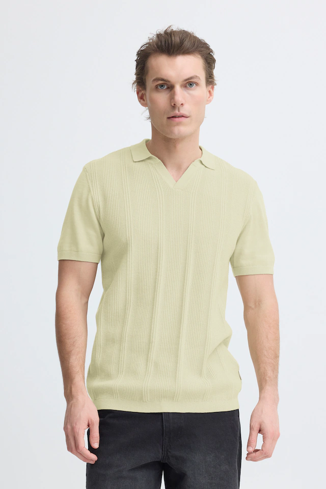 Blend Polokragenpullover »BHBARON SPLIT POLO PPNOOS« aus Baumwolle, Regular Fit, unifarben, Kurzarm, mit V-Ausschnitt
