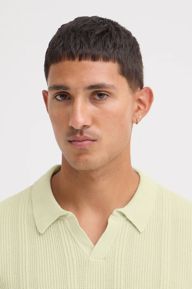 Blend Polokragenpullover »BHBARON SPLIT POLO PPNOOS« aus Baumwolle, Regular Fit, unifarben, Kurzarm, mit V-Ausschnitt