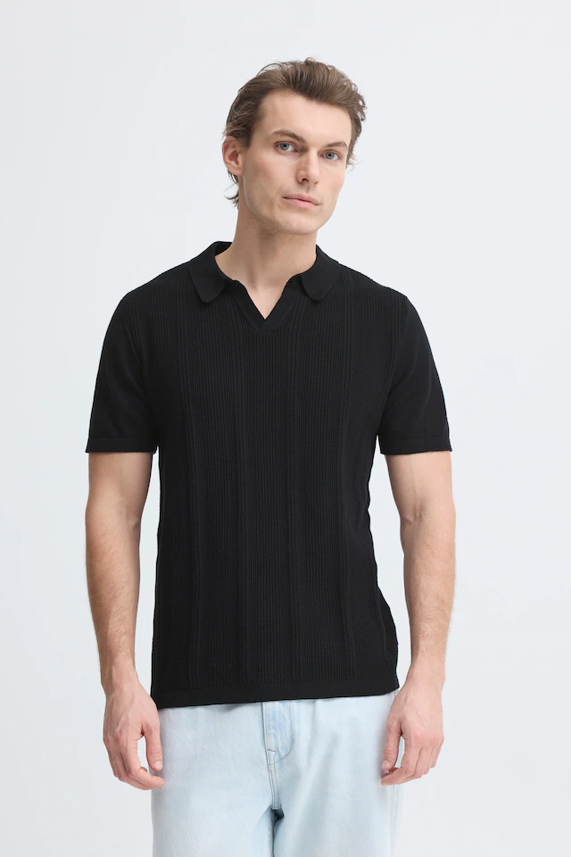 Blend Polokragenpullover »BHBARON SPLIT POLO PPNOOS« aus Baumwolle, Regular Fit, unifarben, Kurzarm, mit V-Ausschnitt