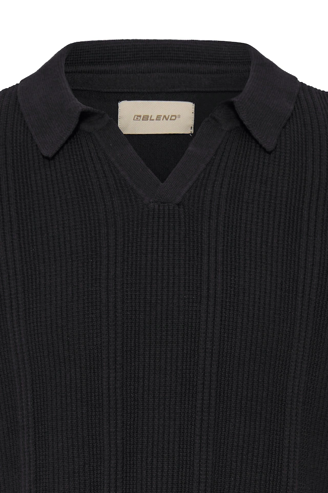Blend Polokragenpullover »BHBARON SPLIT POLO PPNOOS« aus Baumwolle, Regular Fit, unifarben, Kurzarm, mit V-Ausschnitt