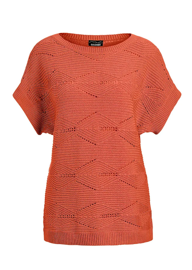 GOLDNER Strickpullover »Kurzarm Baumwoll-Strickshirt« Rippenbündchen
