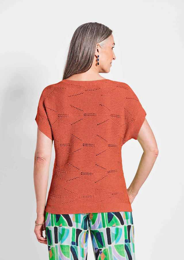 GOLDNER Strickpullover »Kurzgröße Kurzarm Baumwoll-Strickshirt« Rippenbündchen