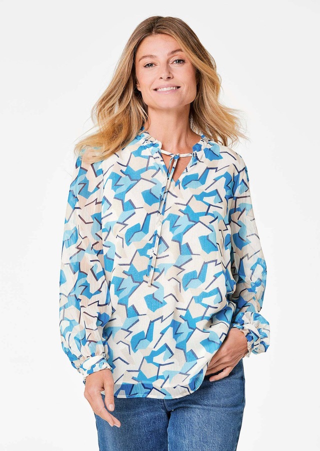 GOLDNER Chiffonbluse »Kurzgröße Bluse« Mit femininen Rüschendetails