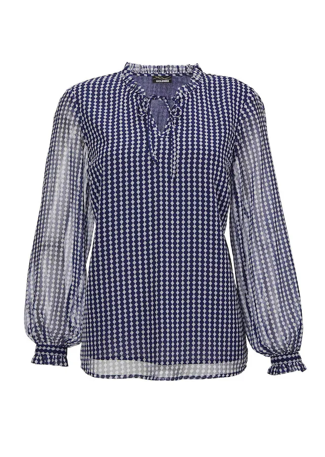 GOLDNER Chiffonbluse »Kurzgröße Bluse« Mit femininen Rüschendetails