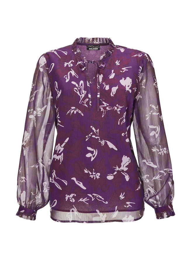 GOLDNER Chiffonbluse »Kurzgröße Bluse« Mit femininen Rüschendetails