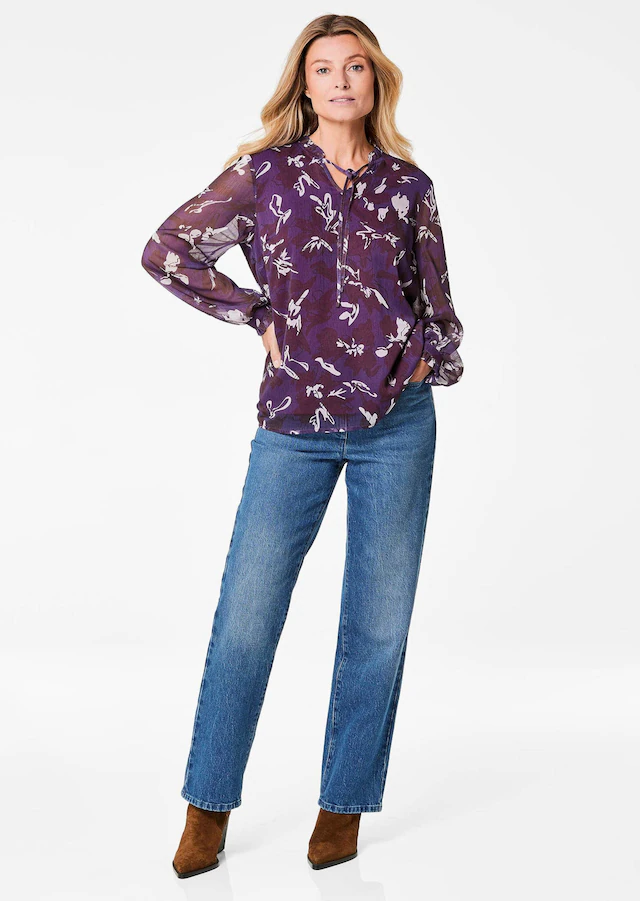 GOLDNER Chiffonbluse »Kurzgröße Bluse« Mit femininen Rüschendetails