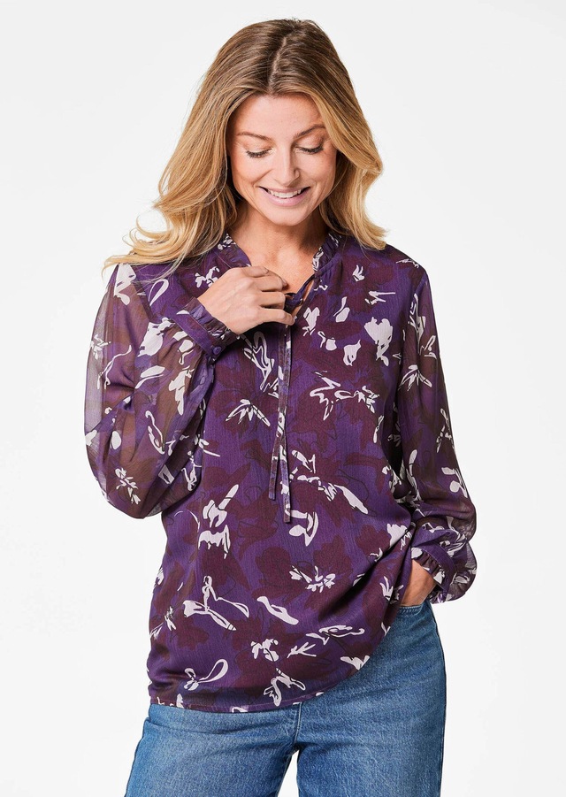 GOLDNER Chiffonbluse »Kurzgröße Bluse« Mit femininen Rüschendetails