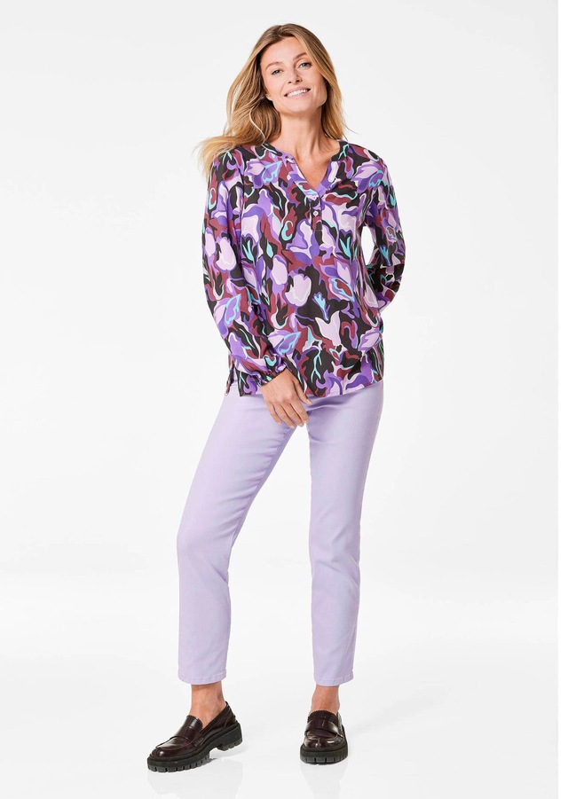 GOLDNER Schlupfbluse »Printbluse mit Allover-Druck« Mit Seitenschlitzen