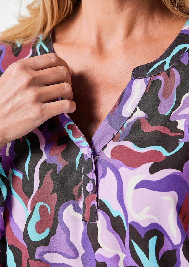 GOLDNER Schlupfbluse »Printbluse mit Allover-Druck« Mit Seitenschlitzen