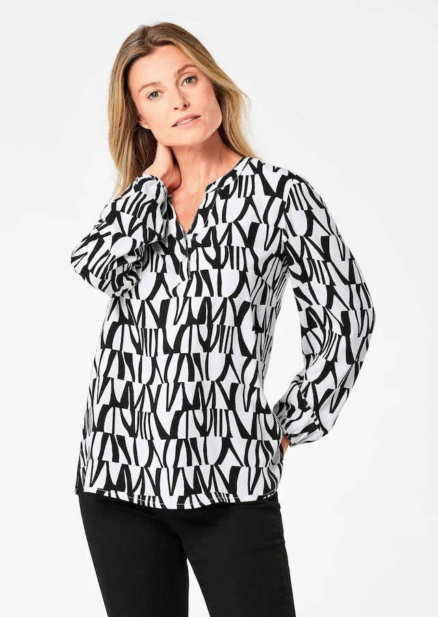 GOLDNER Schlupfbluse »Printbluse mit Allover-Druck« Mit Seitenschlitzen