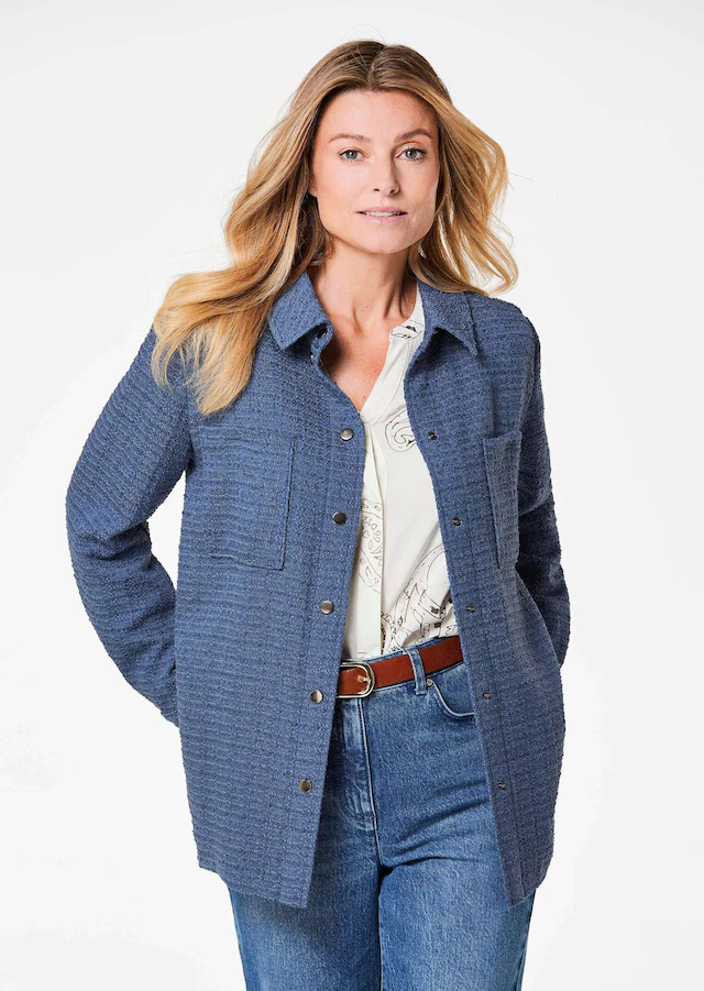 GOLDNER Hemdbluse »Hemdjacke« Seitennahtschlitze