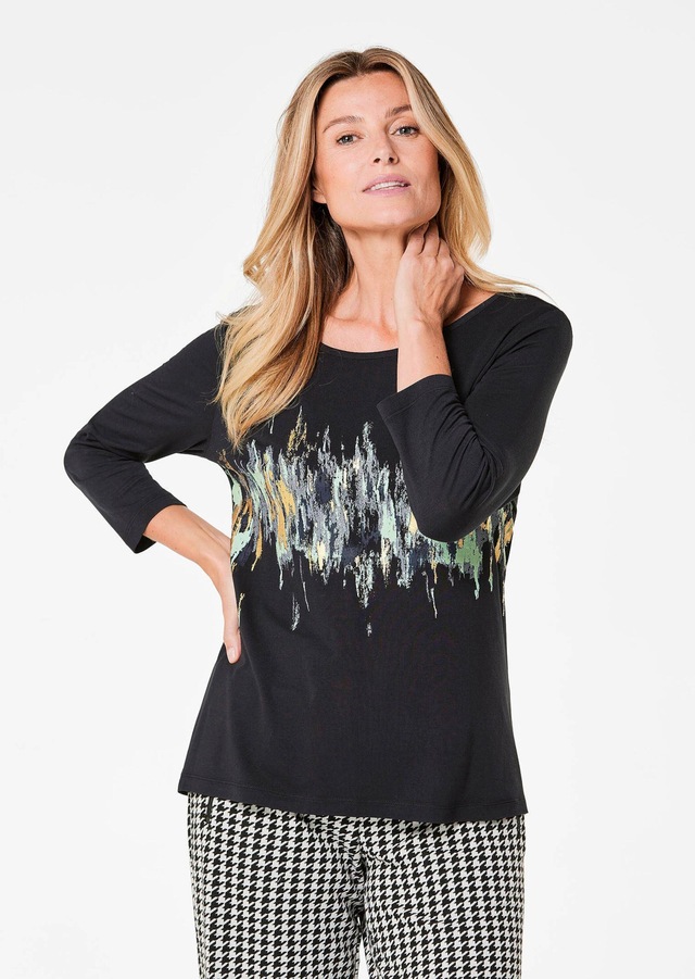 GOLDNER Print-Shirt »Kurzgröße Shirt« stretchbequemer Viskosejersey