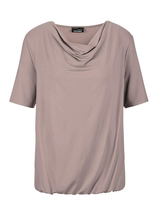 GOLDNER Kurzarmshirt »Kurzgröße Blusenshirt mit Wasserfallausschnitt« Sonstige