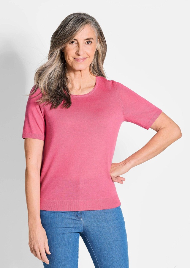 GOLDNER Strickpullover »Kurzgröße Klassisches Merinowollshirt, Rundhals« Rippenbündchen