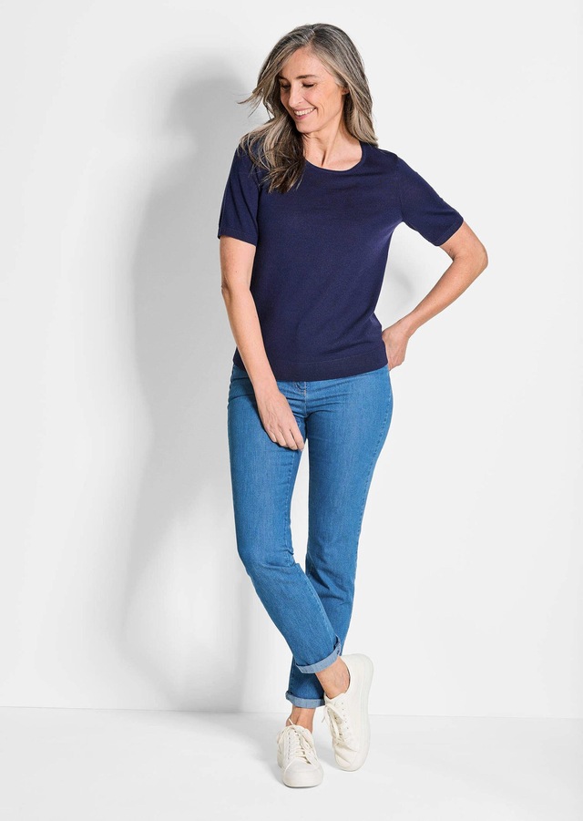 GOLDNER Strickpullover »Kurzgröße Klassisches Merinowollshirt, Rundhals« Rippenbündchen