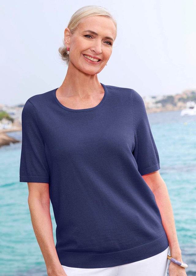 GOLDNER Strickpullover »Kurzgröße Klassisches Merinowollshirt, Rundhals« Rippenbündchen