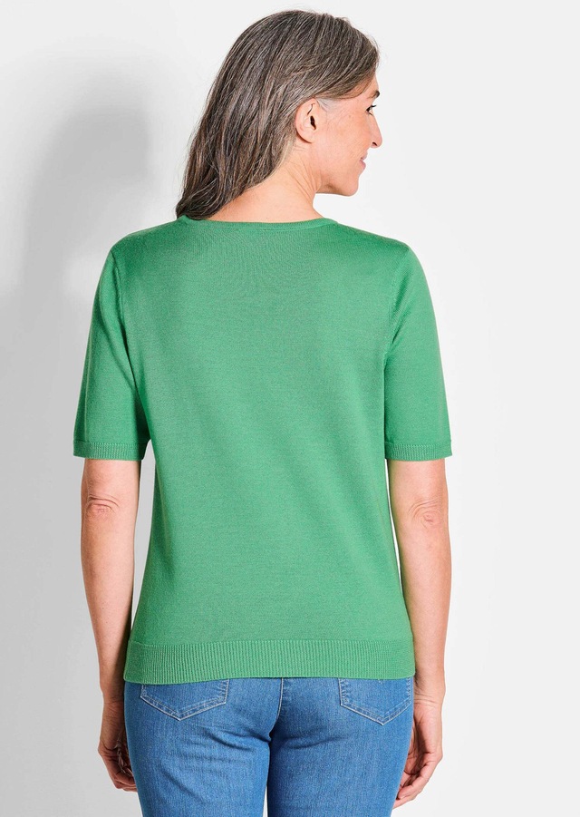 GOLDNER Strickpullover »Kurzgröße Klassisches Merinowollshirt, Rundhals« Rippenbündchen