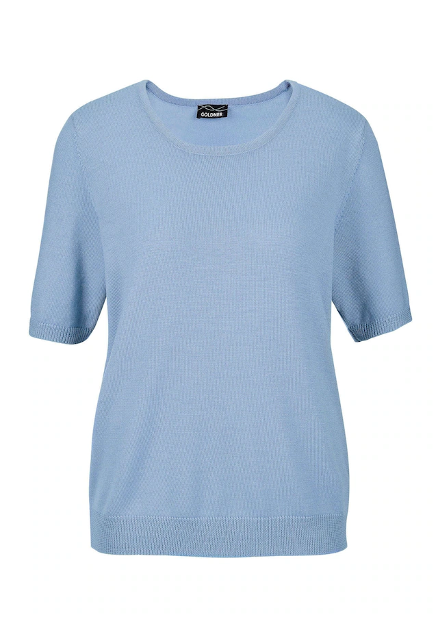 GOLDNER Strickpullover »Kurzgröße Klassisches Merinowollshirt, Rundhals« Rippenbündchen