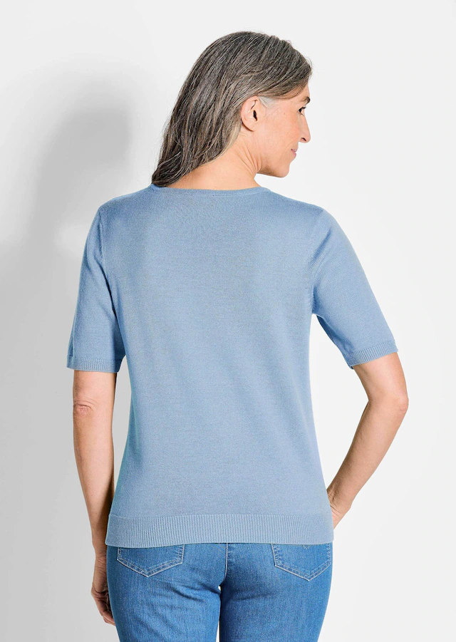 GOLDNER Strickpullover »Kurzgröße Klassisches Merinowollshirt, Rundhals« Rippenbündchen