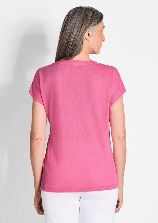 GOLDNER Kurzarmshirt »Kurzgröße Luftiges Basicshirt mit V-Ausschnitt« Sonstige