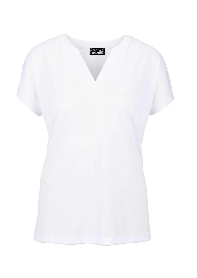 GOLDNER Kurzarmshirt »Kurzgröße Luftiges Basicshirt mit V-Ausschnitt« Sonstige
