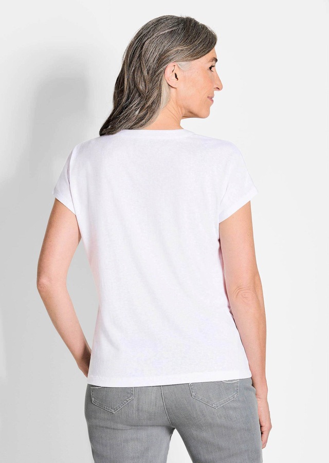 GOLDNER Kurzarmshirt »Kurzgröße Luftiges Basicshirt mit V-Ausschnitt« Sonstige