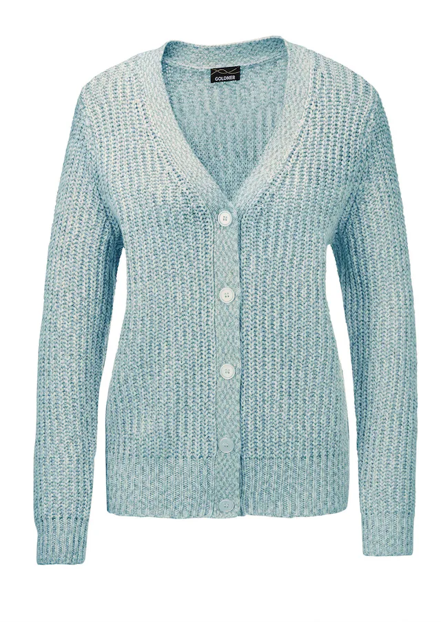 GOLDNER Strickjacke »Kurzgröße Langarm Strickjacke mit V-Ausschnitt« Knopfleiste