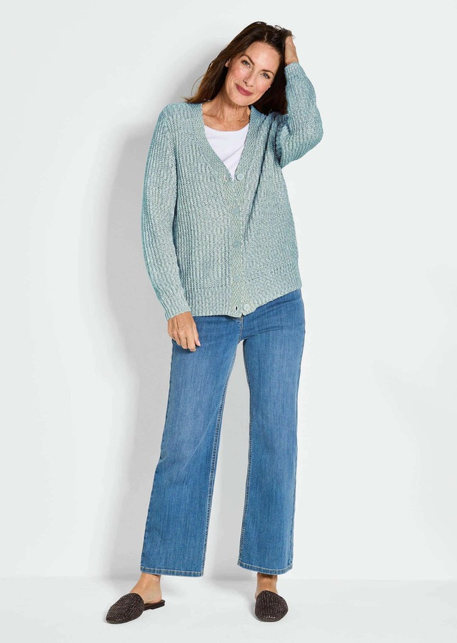 GOLDNER Strickjacke »Kurzgröße Langarm Strickjacke mit V-Ausschnitt« Knopfleiste