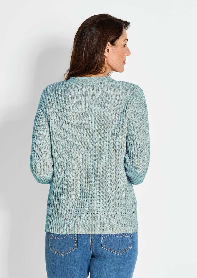 GOLDNER Strickjacke »Kurzgröße Langarm Strickjacke mit V-Ausschnitt« Knopfleiste