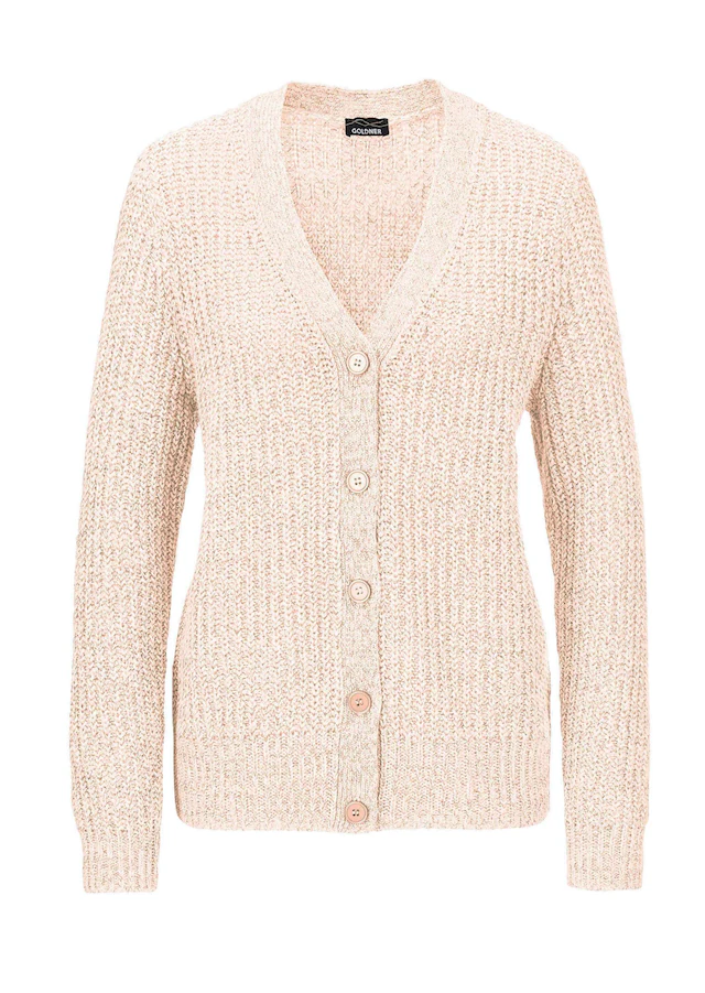 GOLDNER Strickjacke »Kurzgröße Langarm Strickjacke mit V-Ausschnitt« Knopfleiste